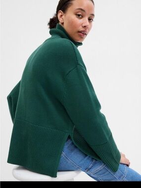 GAP 100% Cotton Green Chunky Turtleneck Sweater Size S